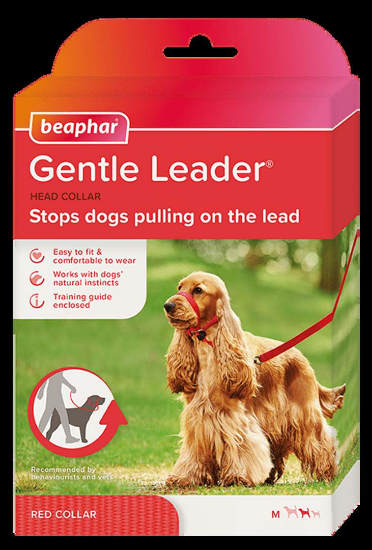 Beaphar Gentle Leader - Повод срещу дърпане за кучета от средни породи, червен